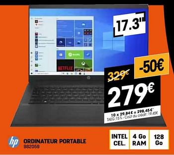 Promotions Hp ordinateur portable - HP - Valide de 03/01/2024 à 31/01/2024 chez Electro Depot