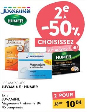 Promotions Juvamine magnésium + vitamine b6 - Juvamine - Valide de 03/01/2024 à 16/01/2024 chez DI