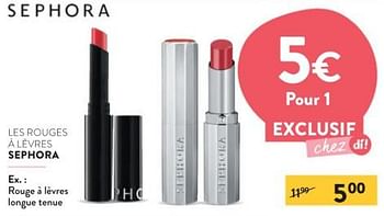 Promotions Rouge à lèvres longue tenue - Sephora - Valide de 03/01/2024 à 16/01/2024 chez DI