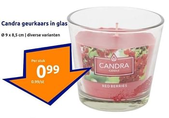 Promoties Candra geurkaars in glas - Candra - Geldig van 10/01/2024 tot 16/01/2024 bij Action