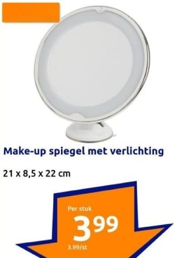 Promoties Make-up spiegel met verlichting - Huismerk - Action - Geldig van 10/01/2024 tot 16/01/2024 bij Action