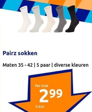 Promoties Pairz sokken - Pairz - Geldig van 10/01/2024 tot 16/01/2024 bij Action