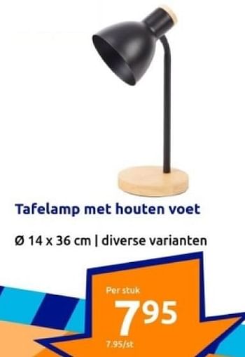 Promoties Tafelamp met houten voet - Huismerk - Action - Geldig van 10/01/2024 tot 16/01/2024 bij Action