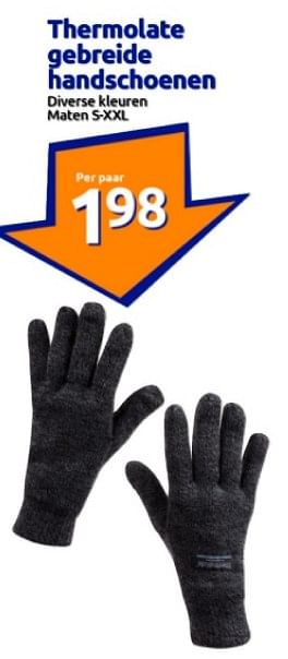 Promoties Thermolate gebreide handschoenen - Thermolate - Geldig van 10/01/2024 tot 16/01/2024 bij Action