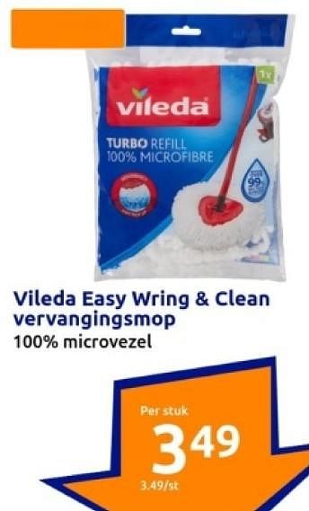 Promoties Vileda easy wring + clean vervangingsmop - Vileda - Geldig van 10/01/2024 tot 16/01/2024 bij Action