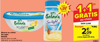 Promotions Beurre ou crème so light balade - Balade - Valide de 10/01/2024 à 16/01/2024 chez Carrefour