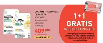 Promoties Gourmet nature`s creation pouches - Purina - Geldig van 10/01/2024 tot 21/01/2024 bij Tom&Co