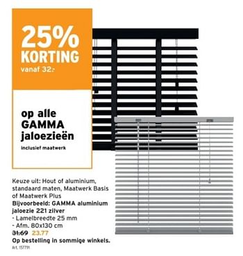Promoties Gamma aluminium jaloezie 221 zilver - Gamma - Geldig van 10/01/2024 tot 16/01/2024 bij Gamma
