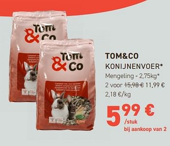 Promoties Tom+co konijnenvoer - Huismerk - Tom & Co - Geldig van 10/01/2024 tot 21/01/2024 bij Tom&Co