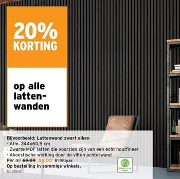 Promoties Lattenwand zwart eiken - Huismerk - Gamma - Geldig van 10/01/2024 tot 16/01/2024 bij Gamma