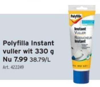 Promoties Polyfilla instant vuller wit - Polyfilla - Geldig van 10/01/2024 tot 16/01/2024 bij Gamma