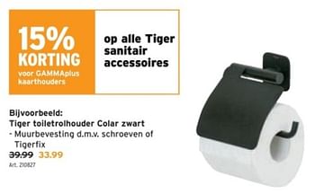 Promoties Tiger toiletrolhouder colar zwart - Tiger - Geldig van 10/01/2024 tot 16/01/2024 bij Gamma