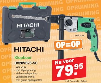 Promoties Hitachi klopboor dv20vb2s-sc - Hitachi - Geldig van 10/01/2024 tot 27/01/2024 bij Van Cranenbroek
