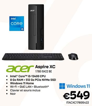 Promotions Acer aspire xc 1780 i5422 - Acer - Valide de 03/01/2024 à 31/01/2024 chez Compudeals