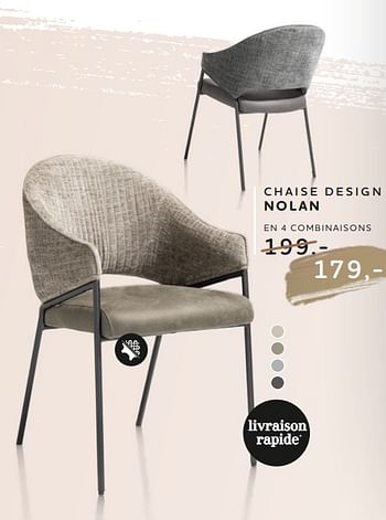 Promotions Chaise design nolan - Produit Maison - Xooon - Valide de 11/01/2024 à 28/01/2024 chez Xooon
