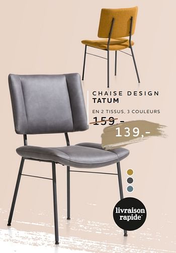 Promotions Chaise design tatum - Produit Maison - Xooon - Valide de 11/01/2024 à 28/01/2024 chez Xooon