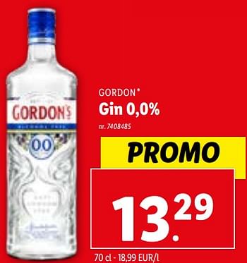 Promoties Gin 0,0% - Gordon - Geldig van 17/01/2024 tot 23/01/2024 bij Lidl