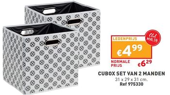 Promoties Cubox set van 2 manden - Huismerk - Trafic  - Geldig van 10/01/2024 tot 31/01/2024 bij Trafic