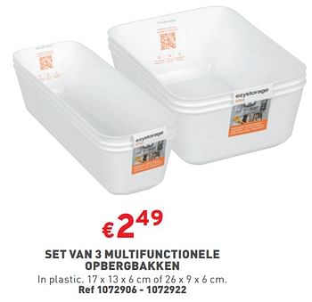 Promoties Set van 3 multifunctionele opbergbakken - Huismerk - Trafic  - Geldig van 10/01/2024 tot 31/01/2024 bij Trafic