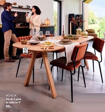 Promotions Acacia set de 2 pieds de table en v - Produit maison - Casa - Valide de 07/09/2023 à 17/01/2024 chez Casa