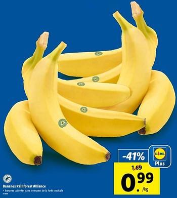 Promotions Bananes rainforest alliance - Produit maison - Lidl - Valide de 17/01/2024 à 23/01/2024 chez Lidl