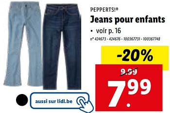 Promotions Jeans pour enfants - Pepperts - Valide de 17/01/2024 à 23/01/2024 chez Lidl