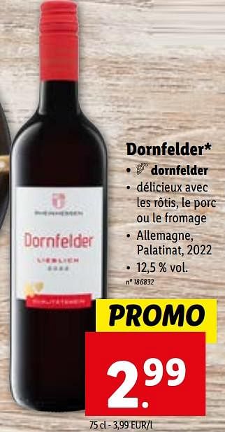 Promotions Dornfelder - Vins rouges - Valide de 17/01/2024 à 23/01/2024 chez Lidl