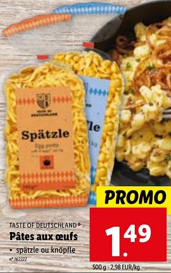 Promotions Pâtes aux oeufs - Taste of Deutschland - Valide de 17/01/2024 à 23/01/2024 chez Lidl