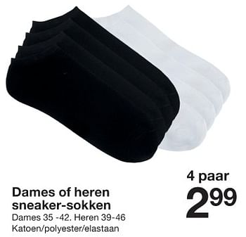 Promoties Dames of heren sneaker-sokken - Huismerk - Zeeman  - Geldig van 13/01/2024 tot 19/01/2024 bij Zeeman