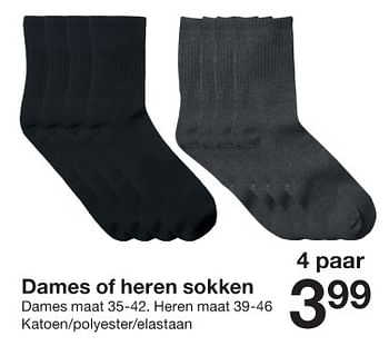Promotions Dames of heren sokken - Produit maison - Zeeman  - Valide de 13/01/2024 à 19/01/2024 chez Zeeman