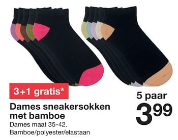 Promoties Dames sneakersokken met bamboe - Huismerk - Zeeman  - Geldig van 13/01/2024 tot 19/01/2024 bij Zeeman