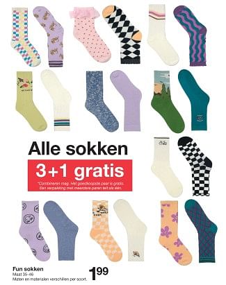 Promoties Fun sokken - Huismerk - Zeeman  - Geldig van 13/01/2024 tot 19/01/2024 bij Zeeman