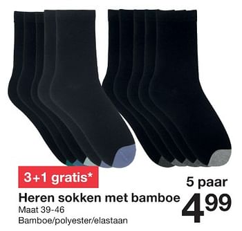 Promoties Heren sokken met bamboe - Huismerk - Zeeman  - Geldig van 13/01/2024 tot 19/01/2024 bij Zeeman