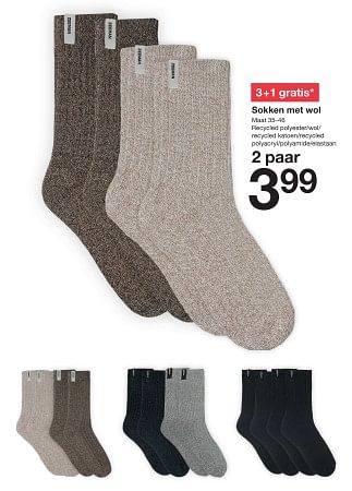 Promoties Sokken met wol - Huismerk - Zeeman  - Geldig van 13/01/2024 tot 19/01/2024 bij Zeeman