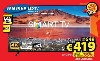 Promoties Samsung led tv ue55au7025 - Samsung - Geldig van 17/01/2024 tot 24/01/2024 bij ElectroStock