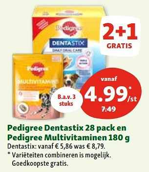 Promoties Pedigree dentastix en pedigree multivitaminen - Pedigree - Geldig van 17/01/2024 tot 22/01/2024 bij Maxi Zoo