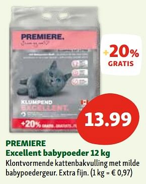 Promoties Premiere excellent babypoeder - Premiere - Geldig van 17/01/2024 tot 22/01/2024 bij Maxi Zoo