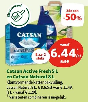 Promoties Catsan active fresh 5 l en catsan natural - Catsan - Geldig van 17/01/2024 tot 22/01/2024 bij Maxi Zoo