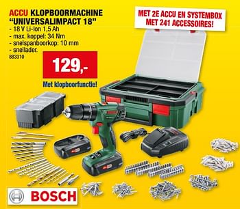 Promoties Bosch accu klopboormachine universalimpact 18 - Bosch - Geldig van 17/01/2024 tot 28/01/2024 bij Hubo