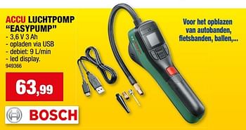 Promoties Bosch accu luchtpomp easypump - Bosch - Geldig van 17/01/2024 tot 28/01/2024 bij Hubo