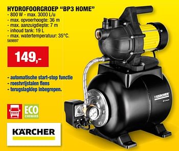 Promotions Kärcher hydrofoorgroep bp3 home - Kärcher - Valide de 17/01/2024 à 28/01/2024 chez Hubo