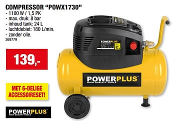 Promoties Powerplus compressor powx1730 - Powerplus - Geldig van 17/01/2024 tot 28/01/2024 bij Hubo