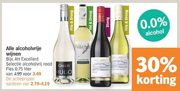 Promoties Ah excellent selectie alcoholvrij rood - Rode wijnen - Geldig van 15/01/2024 tot 21/01/2024 bij Albert Heijn