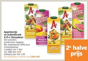 Promotions Appelsientje 100% puur sinaasappelsap - Appelsientje - Valide de 15/01/2024 à 21/01/2024 chez Albert Heijn