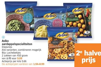 Promotions Aviko aardappelspecialiteiten lachebekjes - Aviko - Valide de 15/01/2024 à 21/01/2024 chez Albert Heijn
