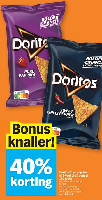 Promoties Doritos sweet chilli pepper - Doritos - Geldig van 15/01/2024 tot 21/01/2024 bij Albert Heijn