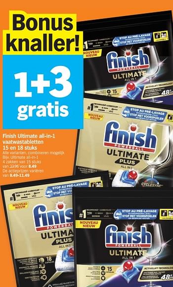 Promoties Finish ultimate all-in-1 vaatwastabletten - Finish - Geldig van 15/01/2024 tot 21/01/2024 bij Albert Heijn