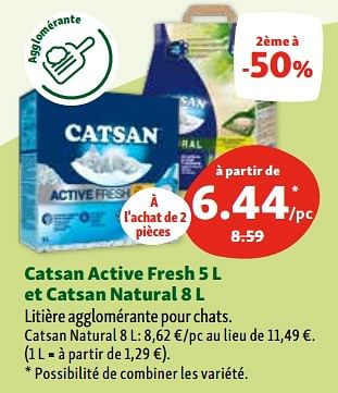 Promotions Catsan active fresh et catsan natural - Catsan - Valide de 17/01/2024 à 22/01/2024 chez Maxi Zoo