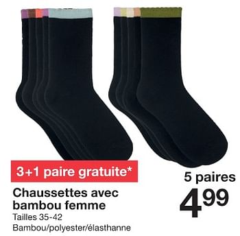 Promotions Chaussettes avec bambou femme - Produit maison - Zeeman  - Valide de 13/01/2024 à 19/01/2024 chez Zeeman