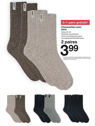 Promotions Chaussettes avec laine - Produit maison - Zeeman  - Valide de 13/01/2024 à 19/01/2024 chez Zeeman